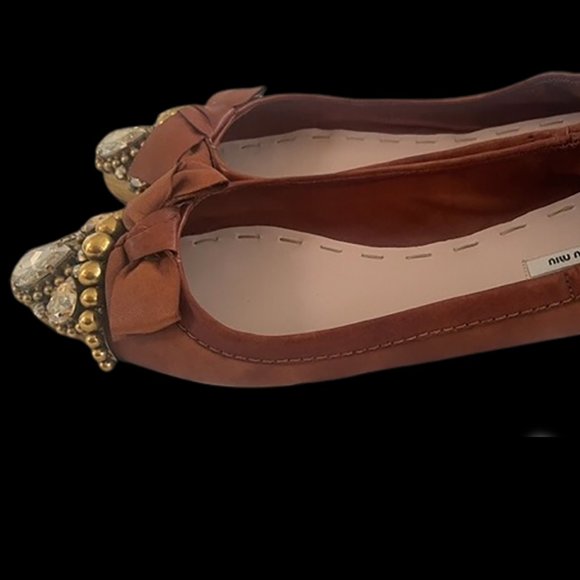 Miu Miu Crystal Embellished Ballet Flats, 39.5 - Picture 2 of 9